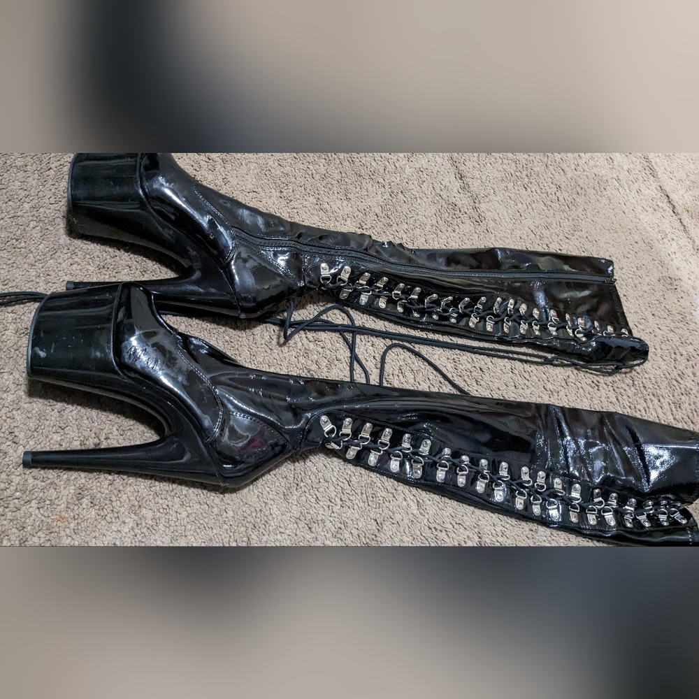 Thigh high stripper heels